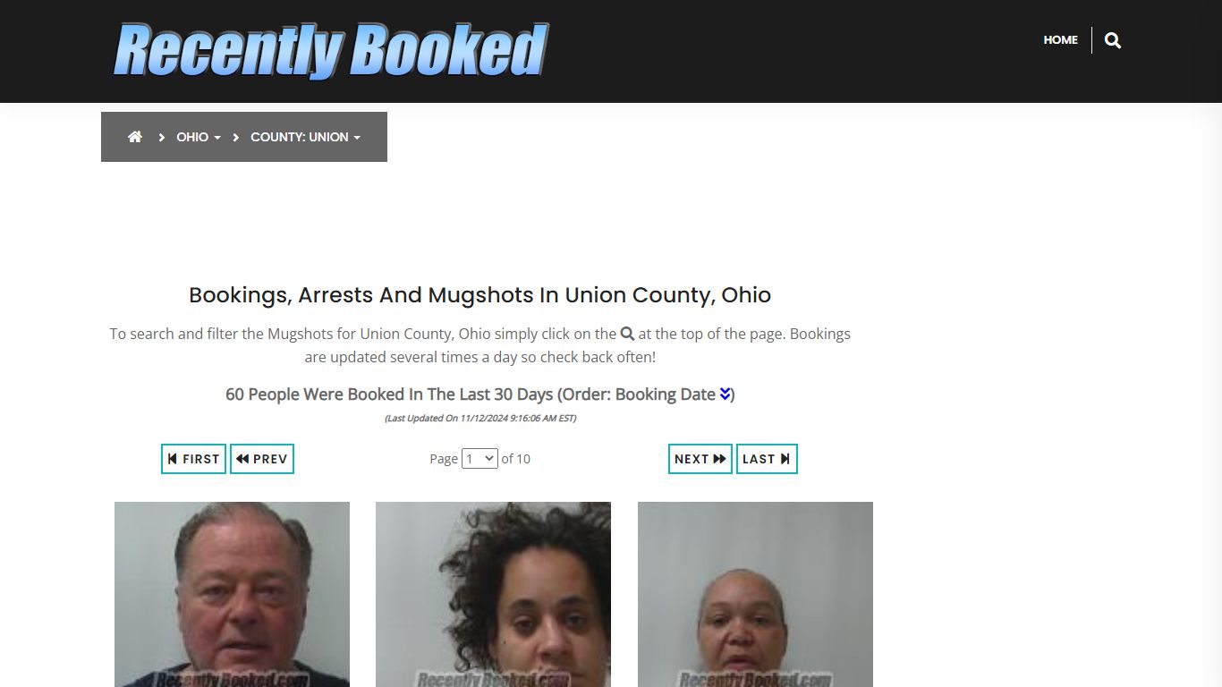 Bookings, Arrests and Mugshots in Union County, Ohio - Recently Booked