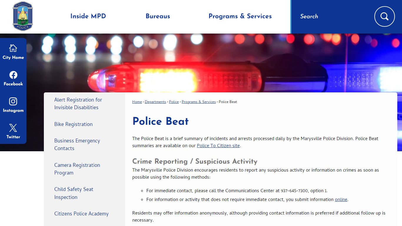 Police Beat | Marysville, OH - Official Website