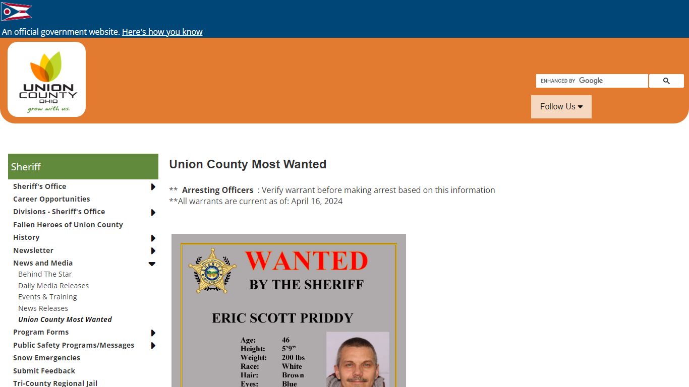 Union County, Ohio - Union County Most Wanted